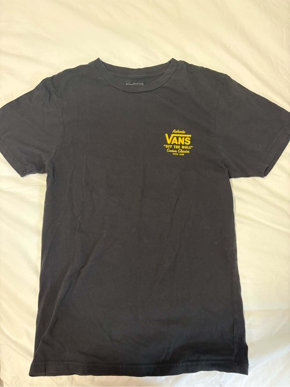 Vans Black Short Sleeve Tee with Yellow Chest Logo